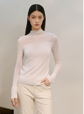 ELLASSAY歌力思2025秋季新款100%绵羊毛微透针织衫女EWD366M057TA