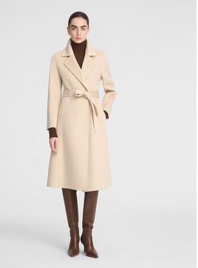 ELLASSAY歌力思冬季新款100%山羊绒长款毛呢大衣女EWF354D02800