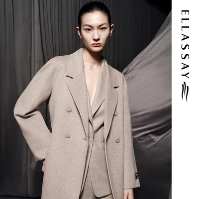 ELLASSAY歌力思冬季新款时尚优雅系带气质羊绒大衣女EWF334D02200