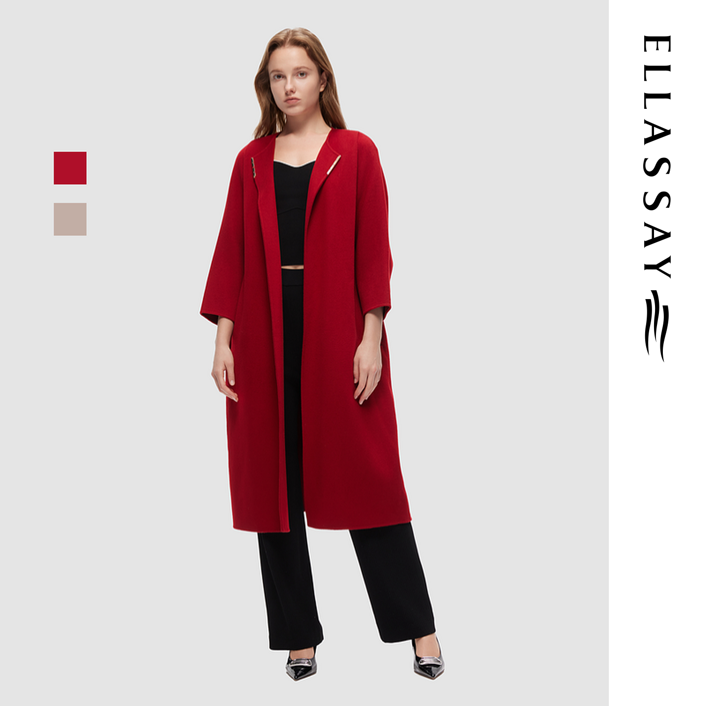 ELLASSAY歌力思秋冬新款极简高级百搭风毛呢外套女EWV344D00400