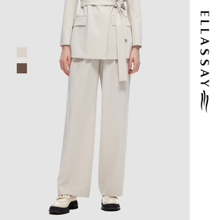 简约压褶阔腿休闲裤 女EWD353K01700 新款 ELLASSAY歌力思秋季
