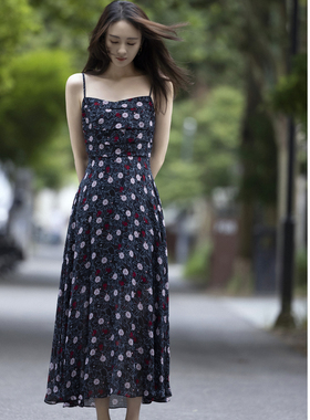ELLASSAY歌力思秋季新款桑蚕丝复古吊带连衣裙女EWE353Y10800