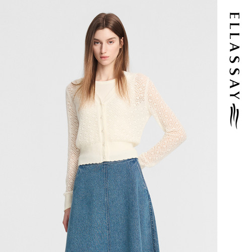 ELLASSAY歌力思秋季新款绵羊毛简约真两件针织衫女EWE353M05400