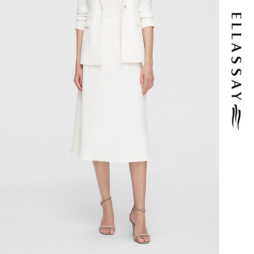 ELLASSAY歌力思夏季新款桑蚕丝简约高腰A字半身裙女EWF352Q00100