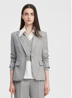 ELLASSAY歌力思秋冬极简格雷系高级质感一粒扣西装女EWE343T01800