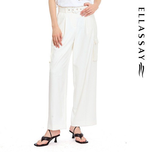 ELLASSAY歌力思春夏新款率性垂坠阔腿工装休闲裤女EWW331K02200