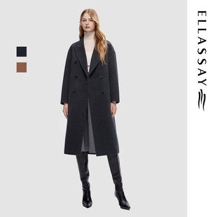 ELLASSAY歌力思秋冬新款绵羊毛简约高级毛呢大衣女EWD354D02400