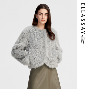 ELLASSAY歌力思冬季 高级优雅羊毛皮皮草外套女EWW344R00600 新款