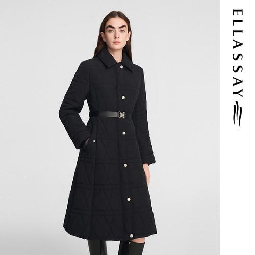 ELLASSAY歌力思冬季新款几何绗缝风衣式鹅绒羽绒服EWE354L02800