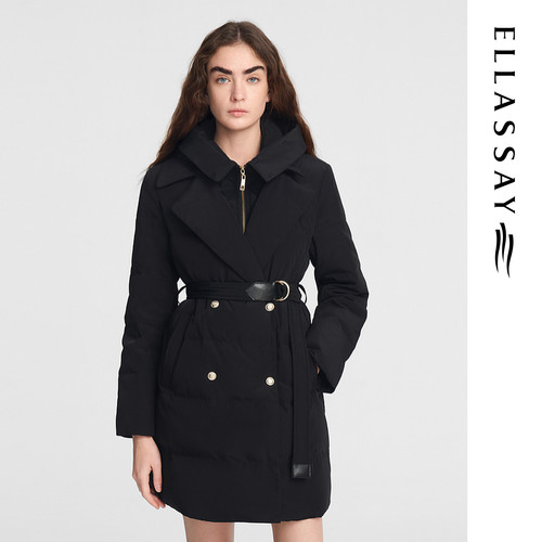 ELLASSAY歌力思秋冬新款简约时尚中长款收腰羽绒服女EWE354L01200