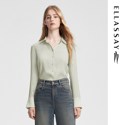 ELLASSAY歌力思秋季新款简约优雅长袖通勤衬衫女EWB353C00100