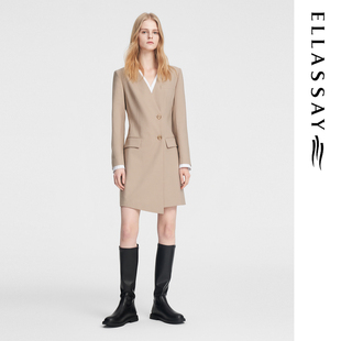 时尚 通勤边缘撞色连衣裙女EWB353Y02400 新款 ELLASSAY歌力思秋季
