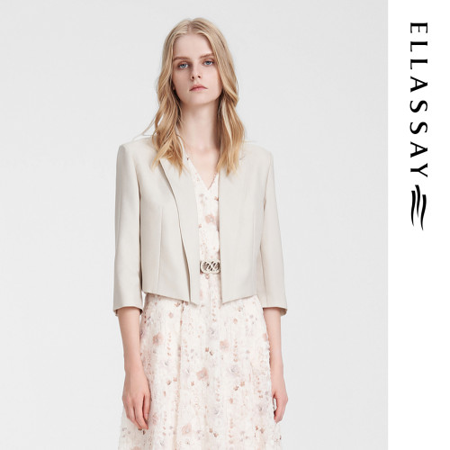 ELLASSAY歌力思夏季新款简约利落短款无扣西装女EWE352T01600
