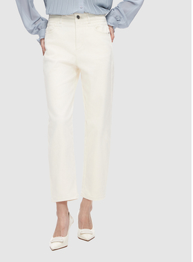 ELLASSAY歌力思秋季新款棉百搭白色休闲直筒牛仔裤女EWD354N00600