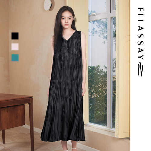 ELLASSAY歌力思夏季新款松弛高级宽松无袖连衣裙女EWV352Y02900