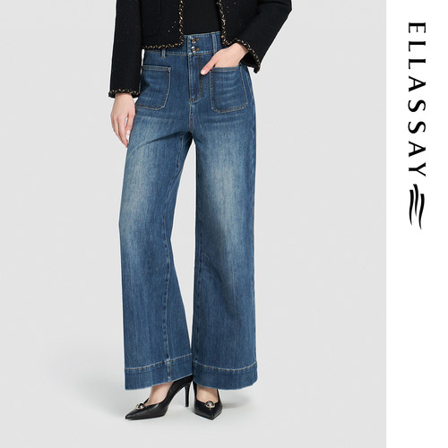 ELLASSAY歌力思2026早春新款棉舒适简约直筒牛仔裤女EWD371N00100