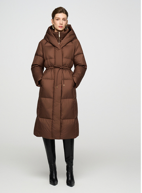 ELLASSAY歌力思冬季新款连帽立领中长款鹅绒羽绒服女EWW354L02600