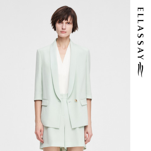ELLASSAY歌力思夏季新款高级感真丝七分袖西装女EWE352T03000