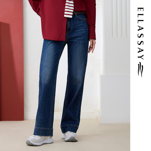 ELLASSAY歌力思26早春新款三醋酸棉弹直筒牛仔裤女EWE371N03600