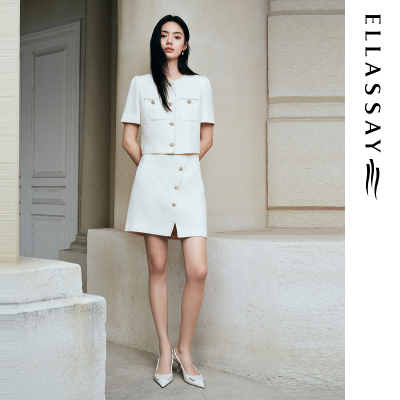 ELLASSAY歌力思夏季新款温柔优雅小香风圆领短外套女EWD352W00300