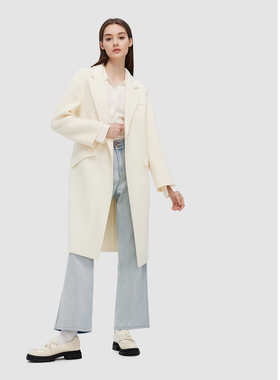 ELLASSAY歌力思秋冬新款100%绵羊毛中长款大衣女EWD343D00300