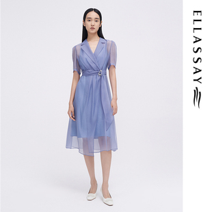 ELLASSAY歌力思春夏新款时尚两件套薄纱风衣连衣裙女EWF342Y00400