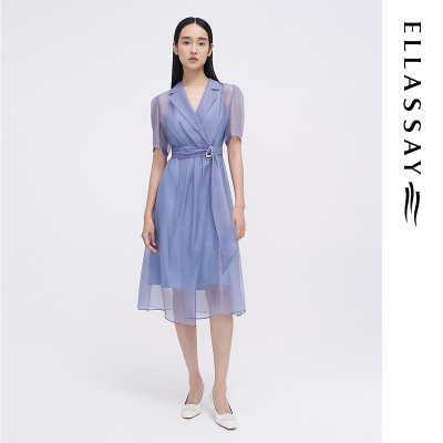 ELLASSAY歌力思春夏新款时尚两件套薄纱风衣连衣裙女EWF342Y00400