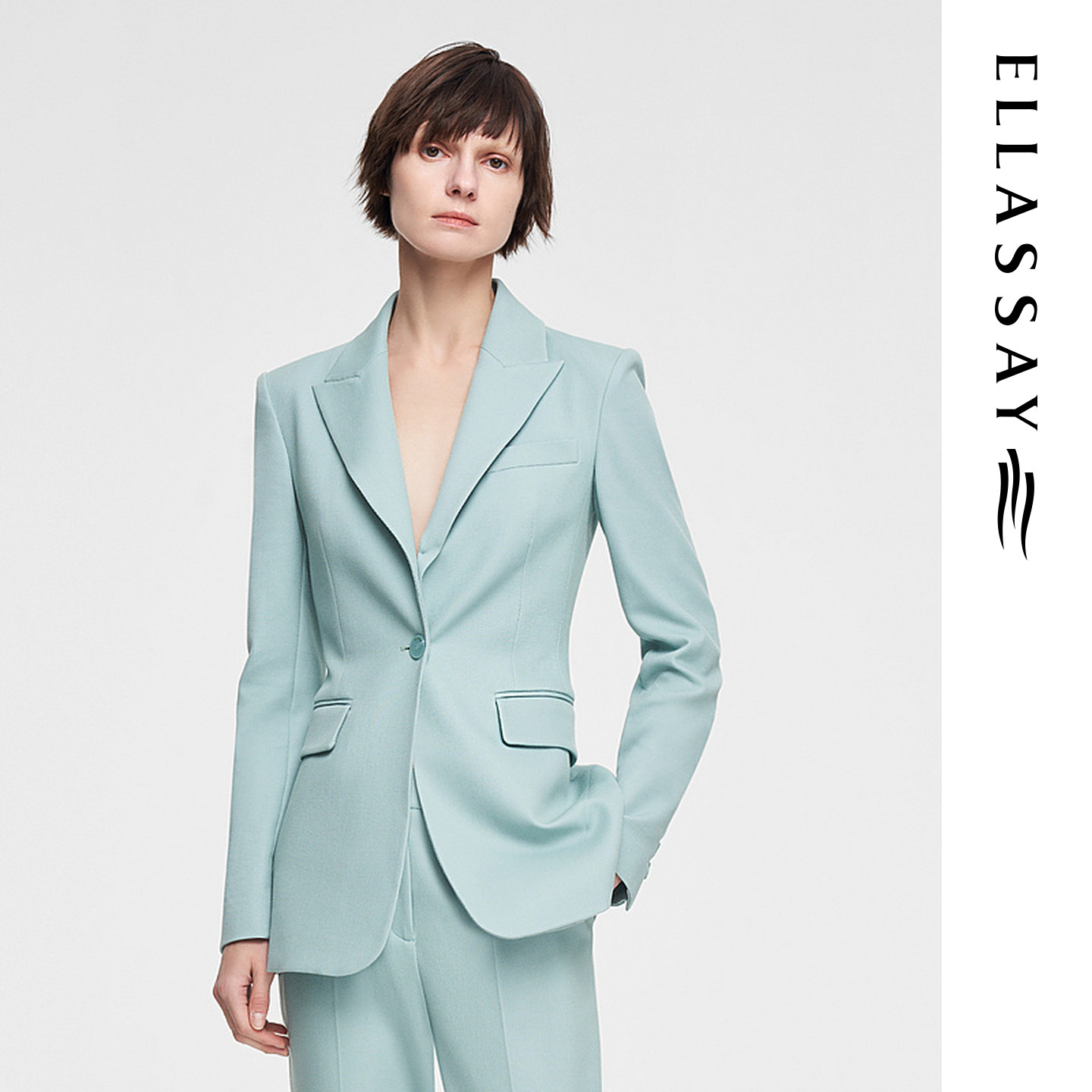 ELLASSAY歌力思2026春季新款枪驳领收腰西装外套女EWE351T00300
