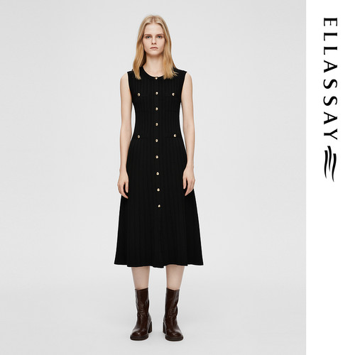 ELLASSAY歌力思夏季新款手钩编织中长款连衣裙女EWB362M00700