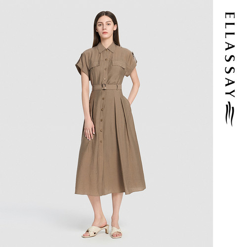 ELLASSAY歌力思2026夏季新款莱赛尔翻领衬衫连衣裙女EWD372Y01300