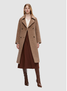 ELLASSAY歌力思秋冬新款驼羊毛软糯保暖毛呢大衣女EWD354D00900