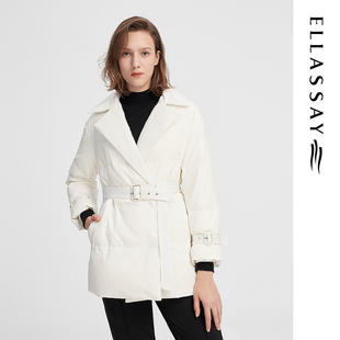 腰带设计西装 时尚 羽绒服女EWW343L01400 新款 ELLASSAY歌力思秋季