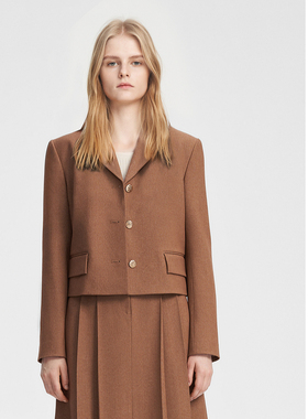 ELLASSAY歌力思秋季新款经典斜纹TR料短款通勤西装女EWB353W01000