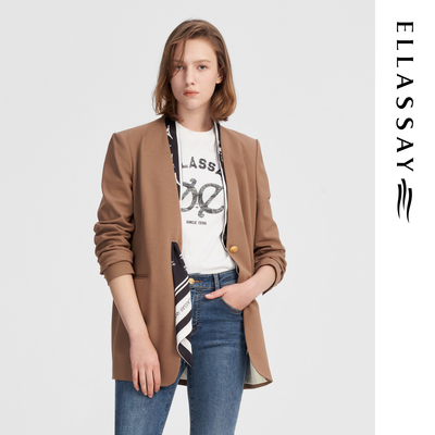 ELLASSAY歌力思秋季新款干练柔飒丝巾领一粒扣西装女EWW343T01200