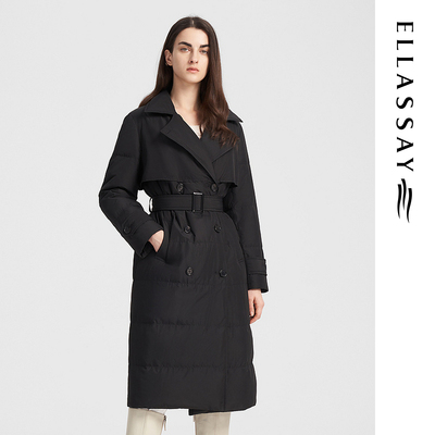 ELLASSAY歌力思秋冬新款腰带设计鹅绒羽绒服女EWB344L00300