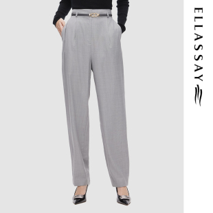 女EWF333K00600 百搭休闲裤 ELLASSAY歌力思秋冬新款 绵羊毛通勤时尚
