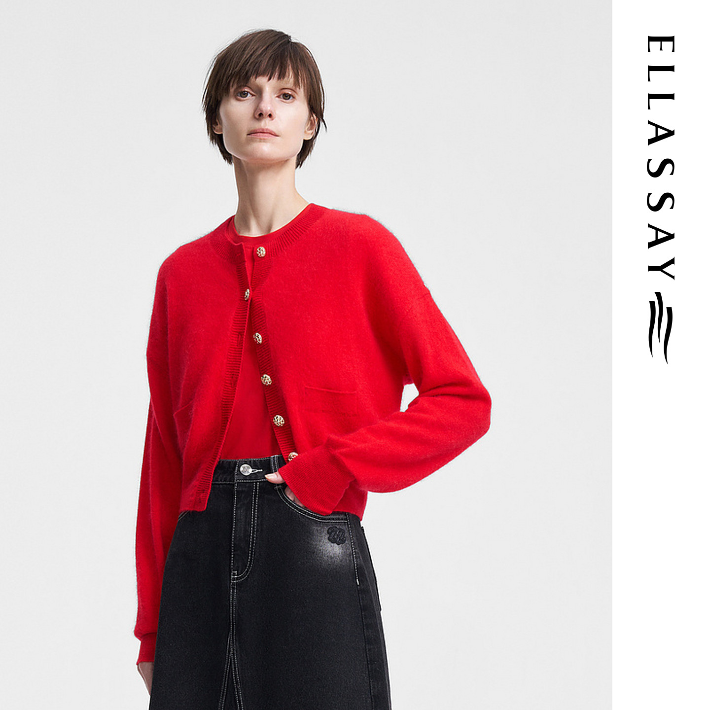 ELLASSAY歌力思2026春季新款山羊绒慵懒风针织开衫女EWV351M00700,女装/女士精品,毛针织衫,淘宝优惠券,粉丝福利购,淘宝优惠卷