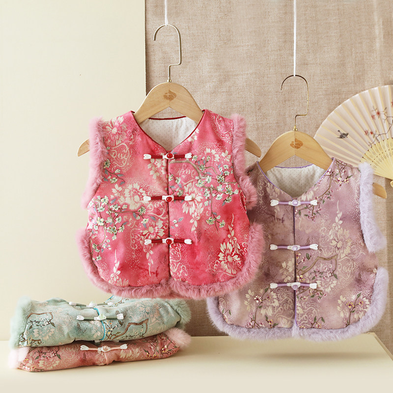 新款夹棉国风马甲冬季拜年服女童宝宝民族风加绒加厚网红背心马夹,童装/婴儿装/亲子装,马甲,淘宝优惠券,粉丝福利购,淘宝优惠卷