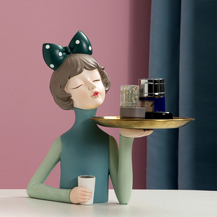 轻奢玄关钥匙收纳摆件电视柜酒柜家居装饰品入门鞋柜放钥匙的托盘