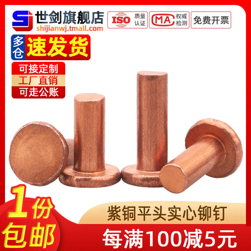 世剑平头紫铜铆钉钉敲击式GB109m