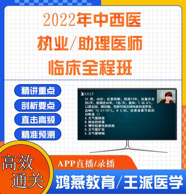 鸿燕教育2023年王派医学中西医结合执业助理医师网课直录播视频课