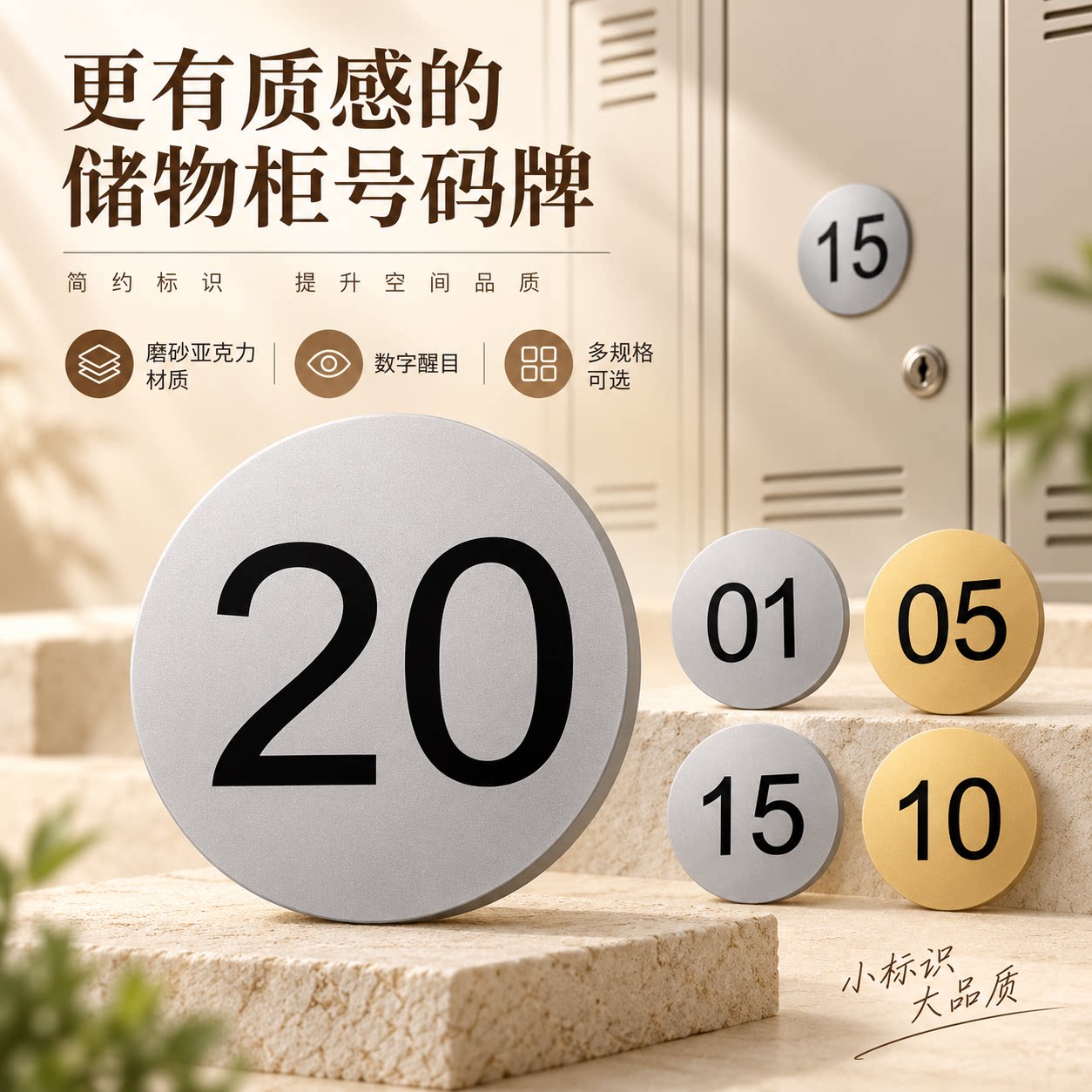 亚克力数字号码牌高档创意桌子编号贴餐厅餐桌桌号牌网吧座位贴房间设备序号牌储物柜衣柜柜子排序号码数字贴