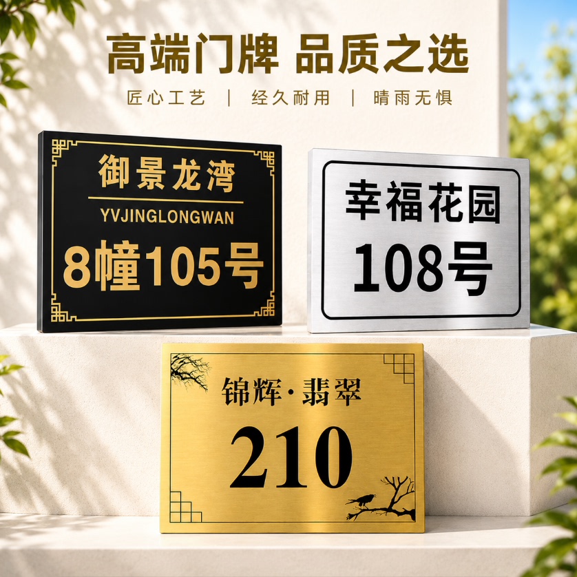 不锈钢户外防水地址门牌定制