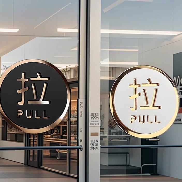 亚克力玻璃门推拉门贴拉字