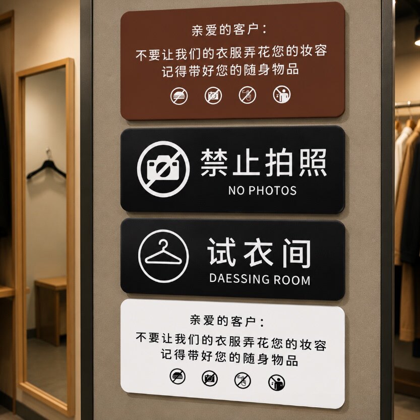 试衣间温馨提示牌墙贴