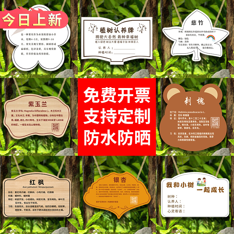 树牌挂牌树木介绍标识牌爱护花草果树吊牌公园学校植物科普牌植物绿化信息牌铭牌吊悬挂树名牌植树节树牌定制