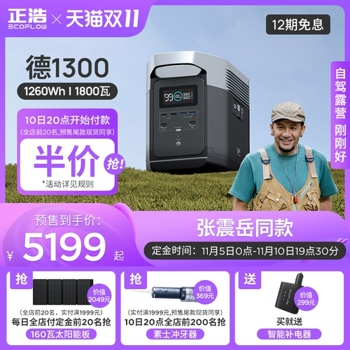 [Zhang Zhenyue, то же самое, что предварительно] Ecoflow Zhenghao Outdoor Germany 1300 Мобильная электростанция 220 В высокая мощность. Выходная мощность. Выходные перебои в сфере.