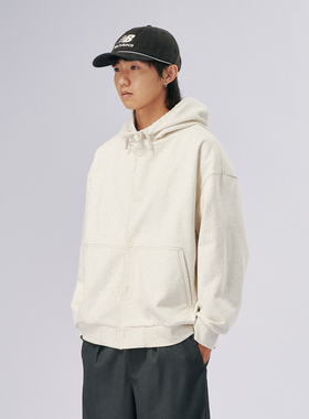 NUMBERSALT25AW宽松简约百搭老钱风连帽双拉链开衫运动卫衣外套男