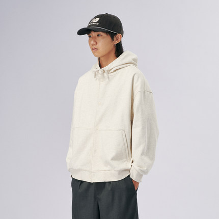 NUMBERSALT25AW宽松简约百搭老钱风连帽双拉链开衫运动卫衣外套男