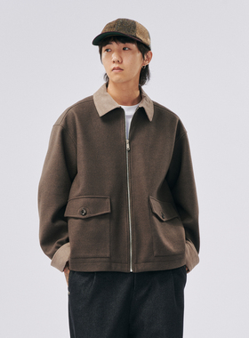 NUMBERSALT盐号25AW老钱风毛呢拼接复古夹克短款工装宽松休闲外套